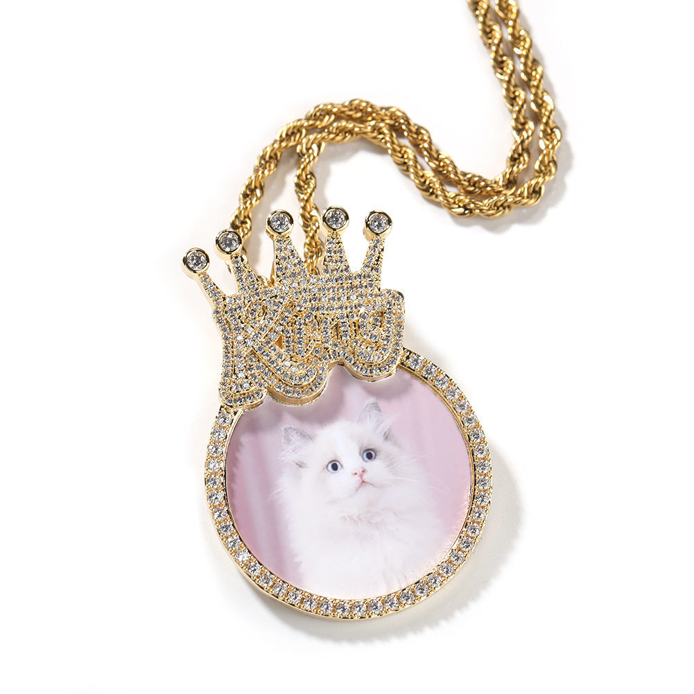 Jewelry INS Wind Crown Pendant Hip Hop Necklace with Diamonds St. Valentine's Royalty Spectrum