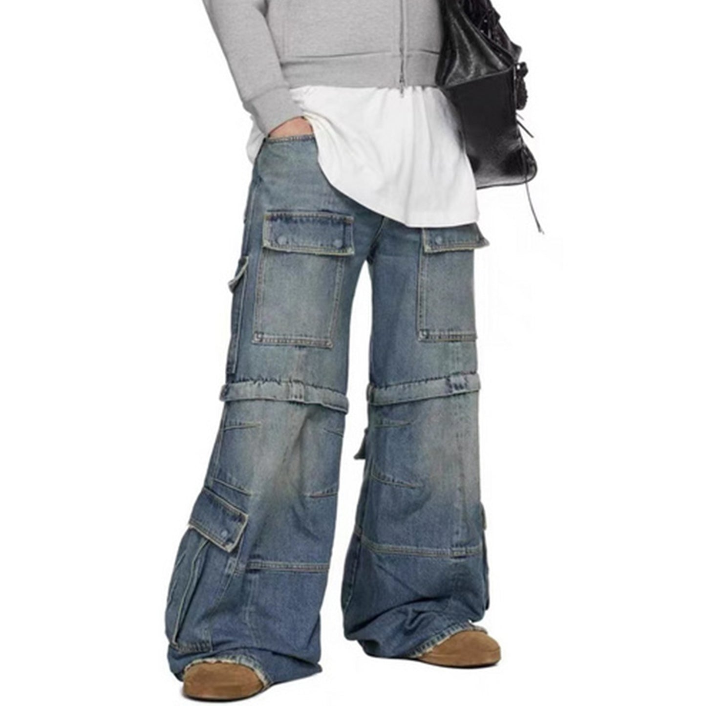 Rock Revival Jeans Flared Cargo Washed Overalls