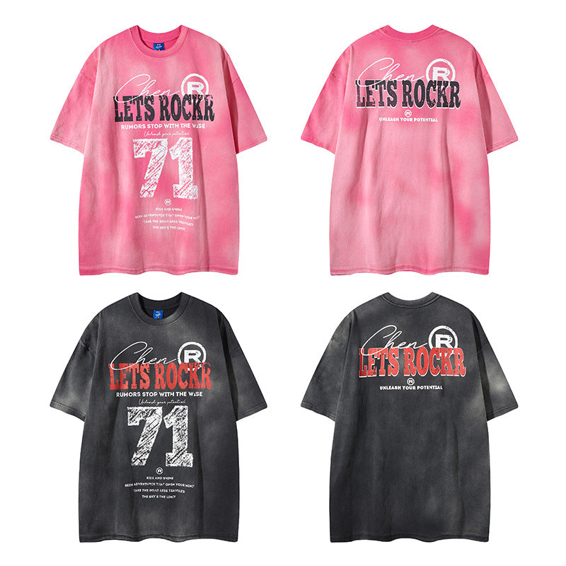Nyc 1990 Shirt Summer Short Sleeve Vintage Old Letter Graffiti Print T-Shirt