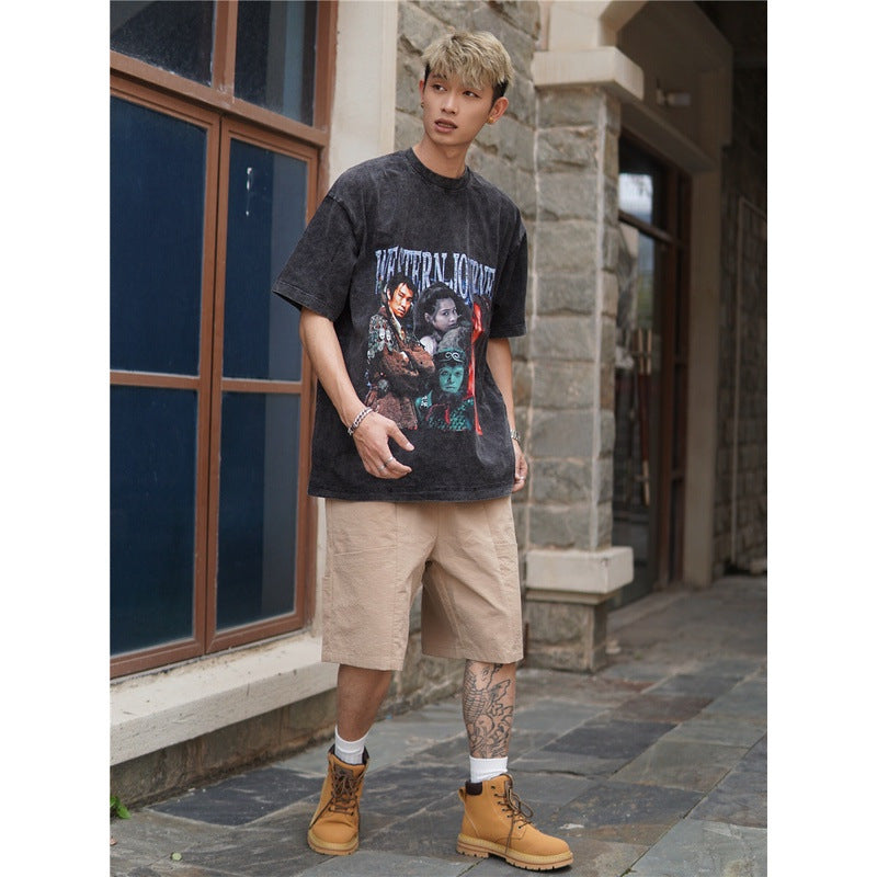 Film Star T Shirt Movie Westward Journey Stephen Chow Trendy Pure Cotton Short Sleeve Loose T-shirt