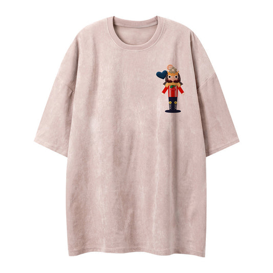 US drip outfits Summer Vintage Portrait Print Casual Loose Short Sleeve T-Shirts