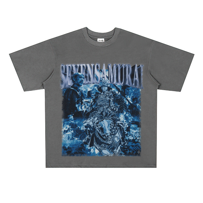 Film Star T Shirt Trendy Cotton Short Sleeve Loose round Neck Retro T-shirt for Men and Women