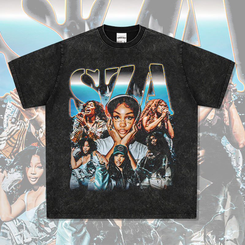New york hip hop shop vintage hip hop sza print short sleeve t-shirt