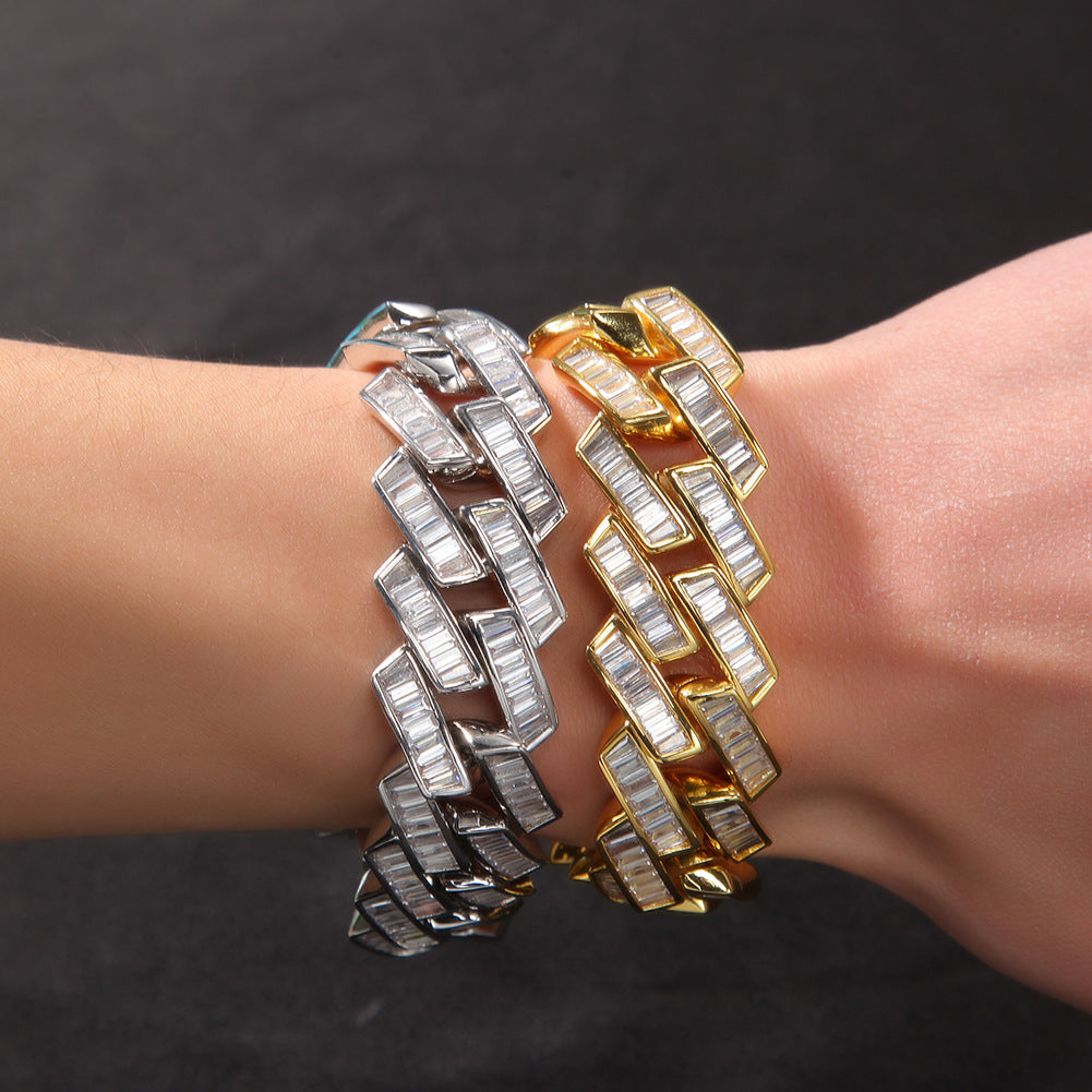 Bracelet Square Zirconium Bar Cuban Bracelet ins Wind Bracelet St. Valentine's Spectrum