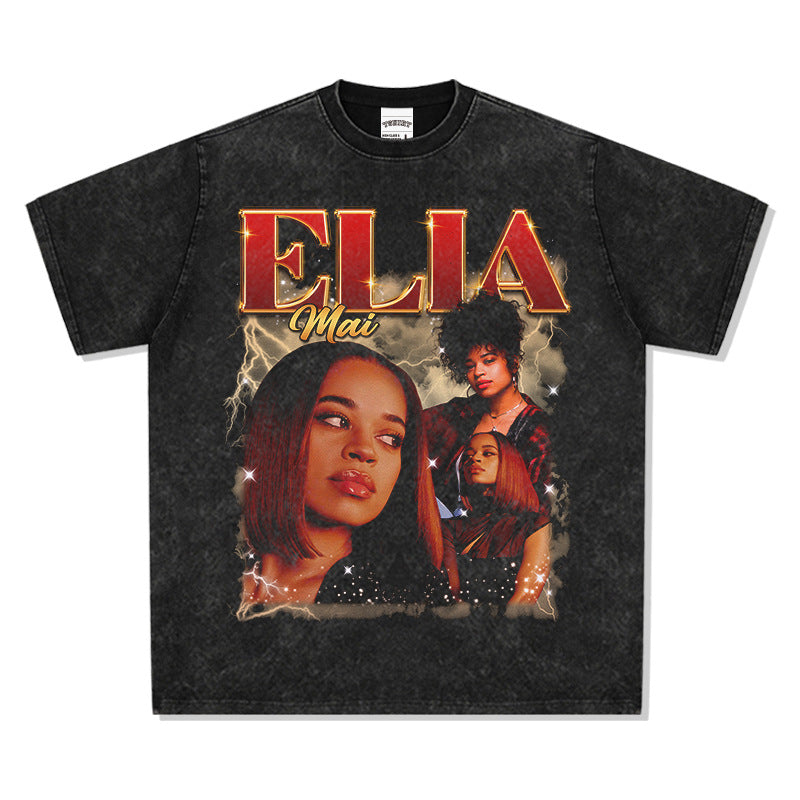 Marcas streetwear usa vintage hip hop EllaMai print short sleeve t-shirt