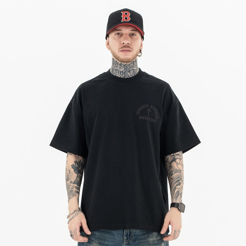 Vintage 90s Hip Hop Clothing Summer Embroidery Casual Short Sleeve T-Shirt