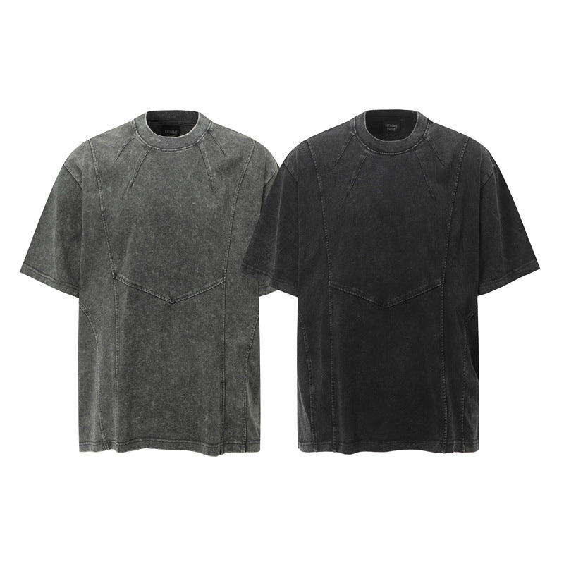 Camisas Retros Vintage Short Sleeve Loose Old Washed Half Sleeve T-Shirt