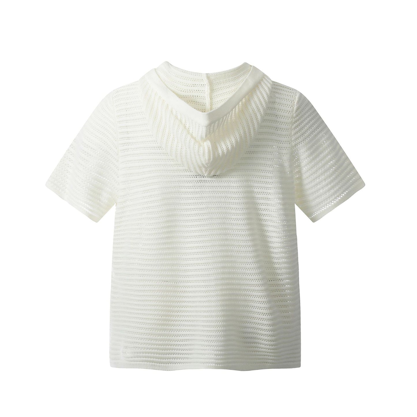 Retro Style Shirt For Men Vintage Hooded Knitwear Short Sleeve T-Shirt Hollow Out