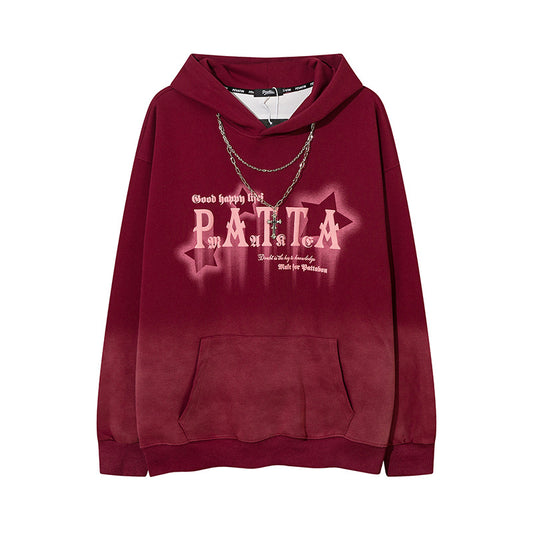 Streetwear Hoodie retro gradual change sweater autumn/winter hip hop loose hooded jumper