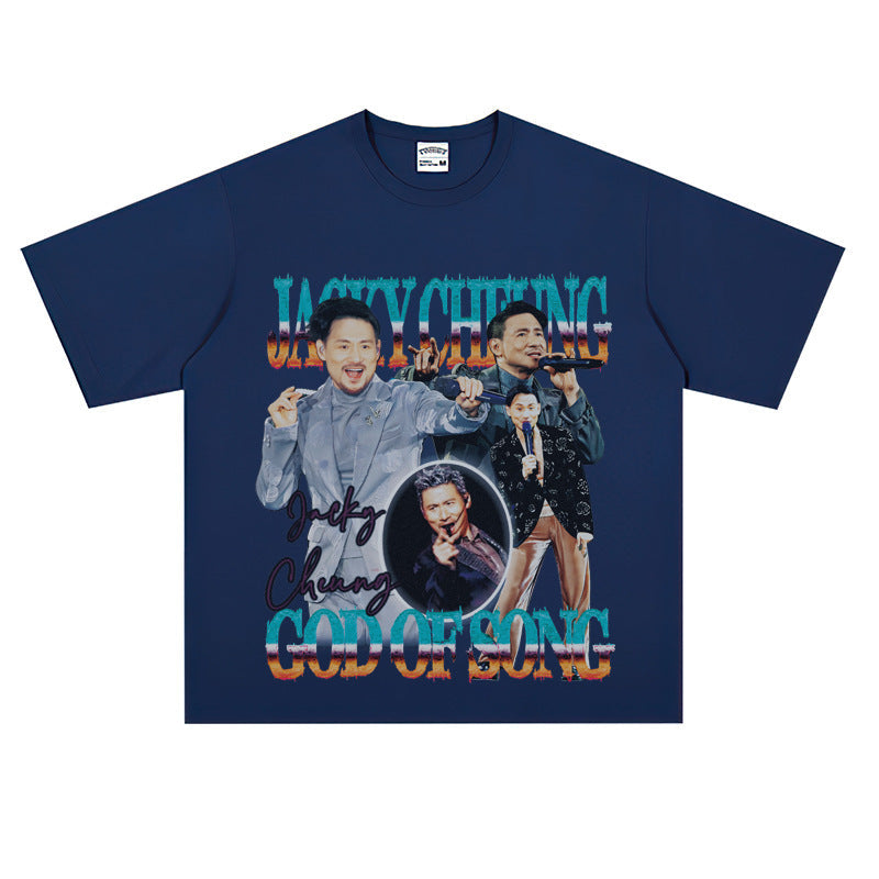 Film Star T Shirt Hong Kong God of Song Zhang Xueyou Printed Loose Street T-shirt