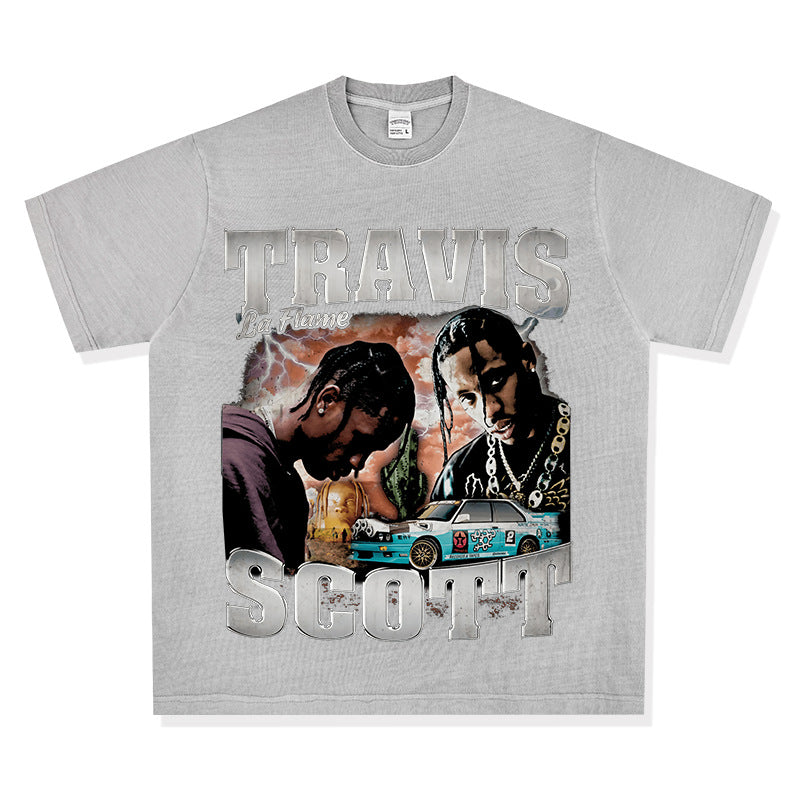 New york hip hop shop hip hop rap Travis Scott print short sleeve t-shirt