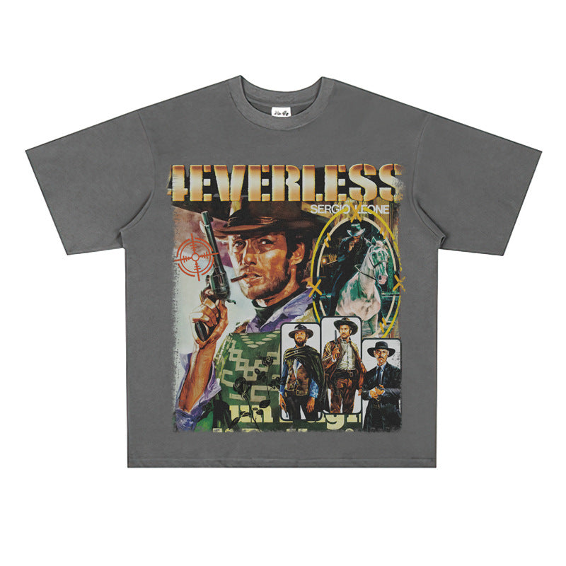 Film Star T Shirt Cotton Short Sleeve Loose Retro Design T-shirt