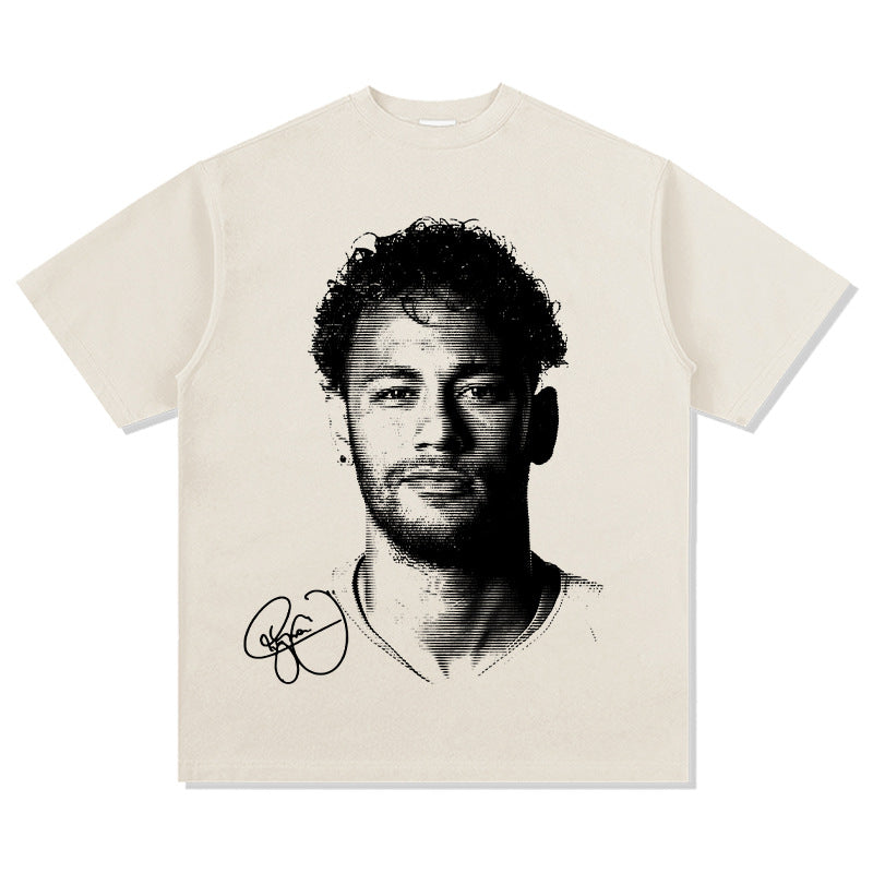 New york hip hop shop vintage neymar print short sleeve casual t-shirt
