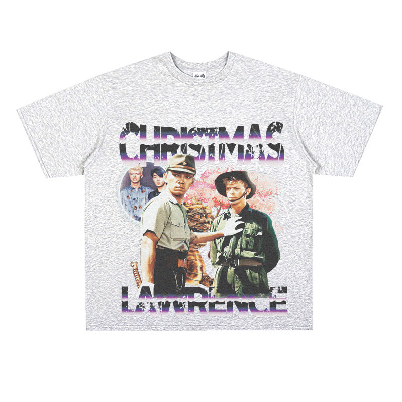 Film Star T Shirt Happy Christmas on the Battlefield Loose Retro Street Cotton T-shirt