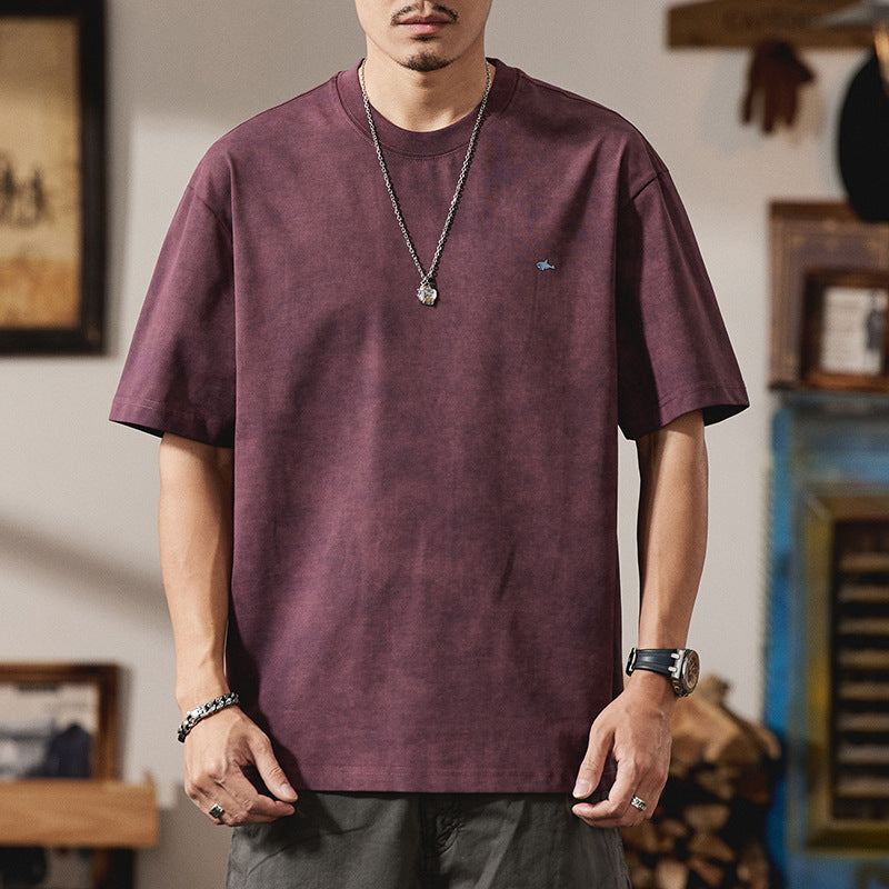 Men T-shirts Short Sleeve Summer Loose Vintage Top
