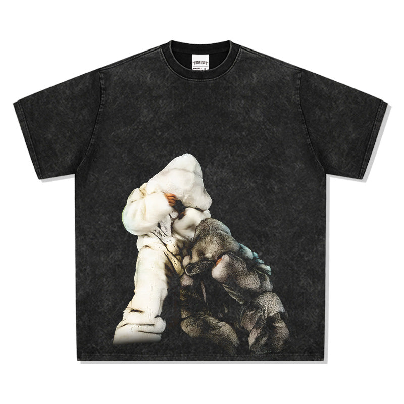 Streetwear masculino vintage hip hop drake drake print short sleeve t-shirt