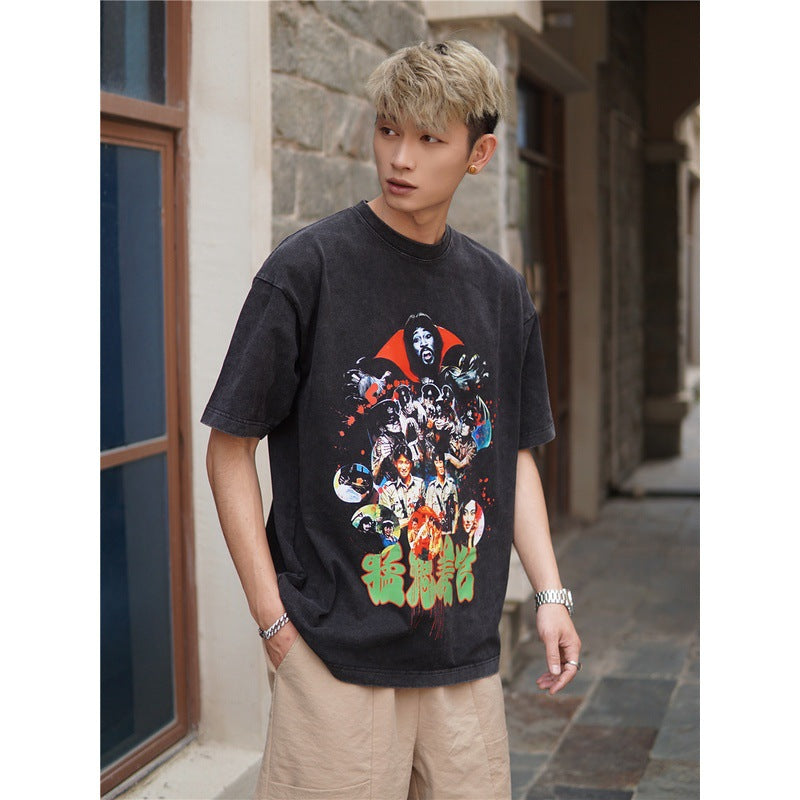 Film Star T Shirt Loose Nostalgic Short Sleeve American Retro Trendy T-shirt Men and Women