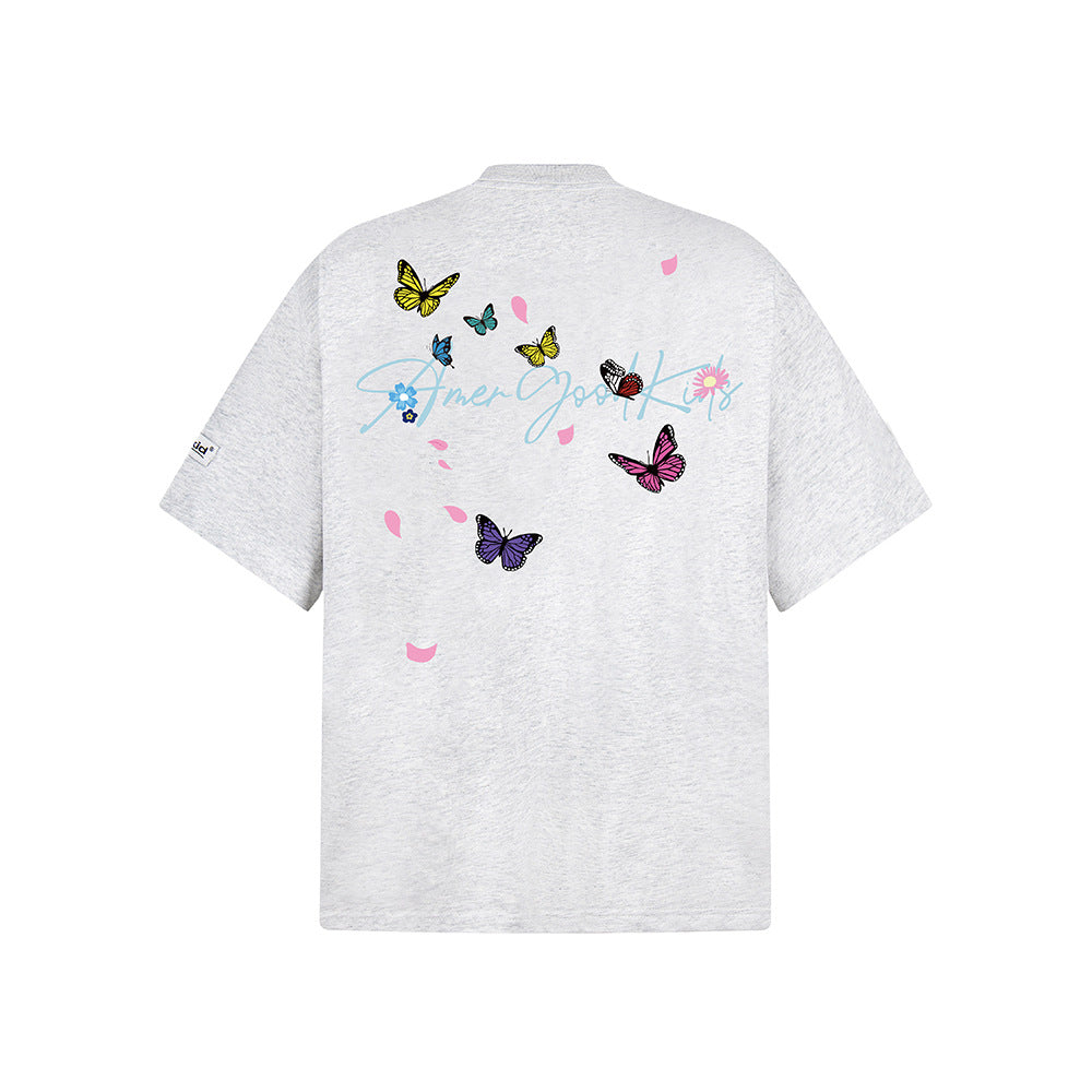 Hip Hop Clothes New York Vintage Summer Loose Crew Neck Embroidered Floral Top