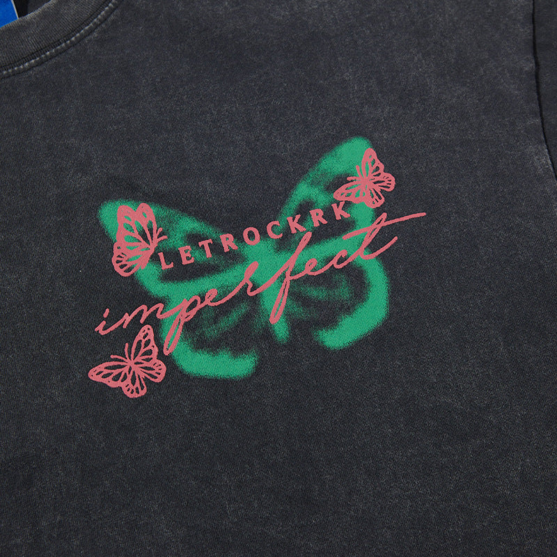 Nyc T Shirt Butterfly Crew Neck Short Sleeve T-Shirt Summer Loose Casual Top