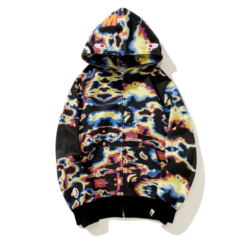 Ape Hoodie Thermal Imaging Camouflage Shark Hooded Cardigan Zip Sweater Jacket