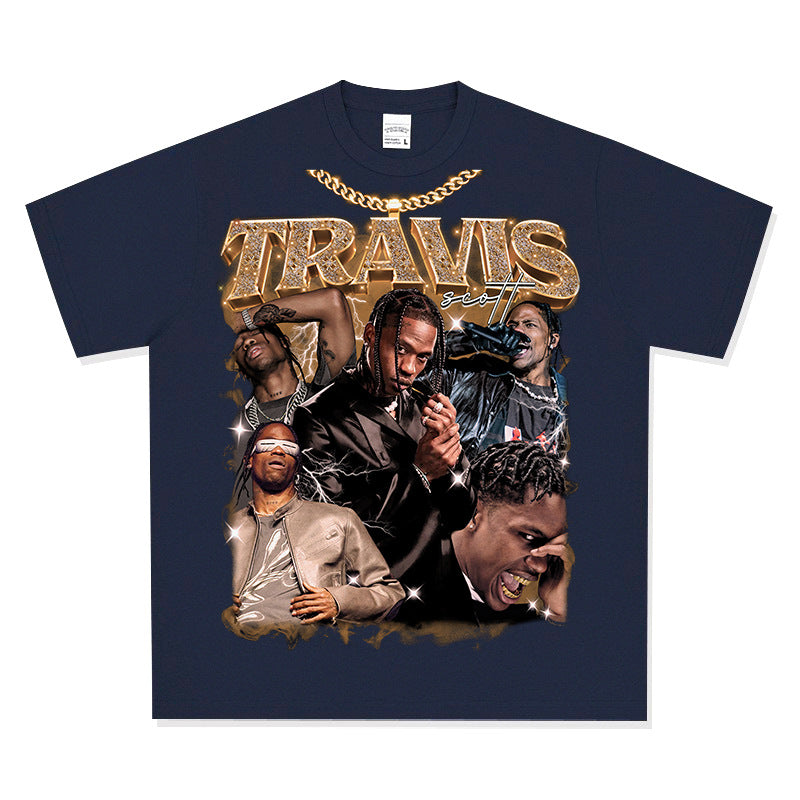New york hip hop shop hip hop TRAVIS SCOTT print short sleeve t-shirt