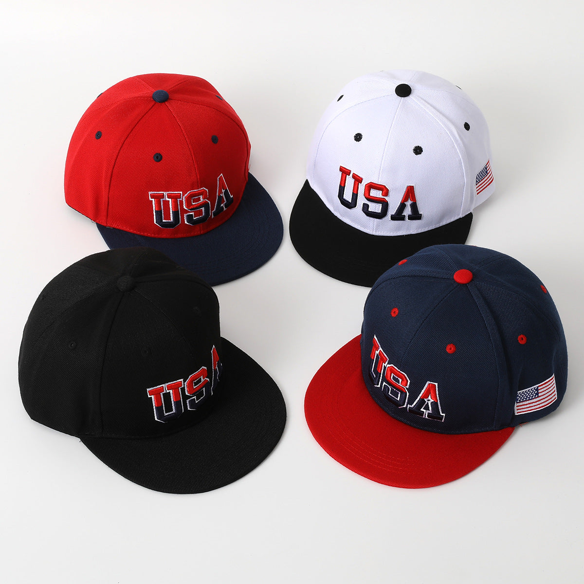 Vintage Usa Cap Flat Edge Summer Embroidered Sun Hat