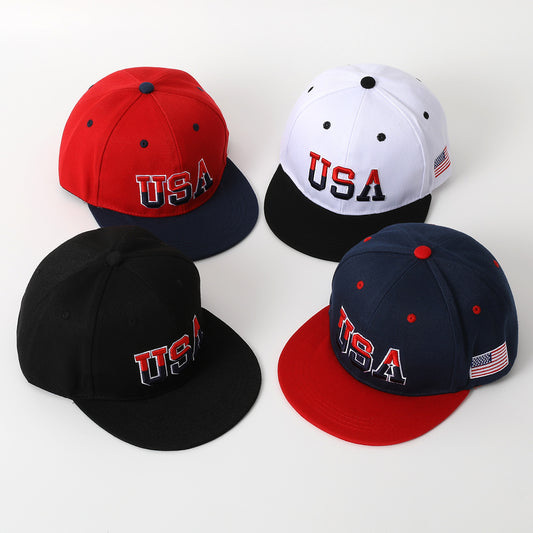 Vintage Usa Cap Flat Edge Summer Embroidered Sun Hat