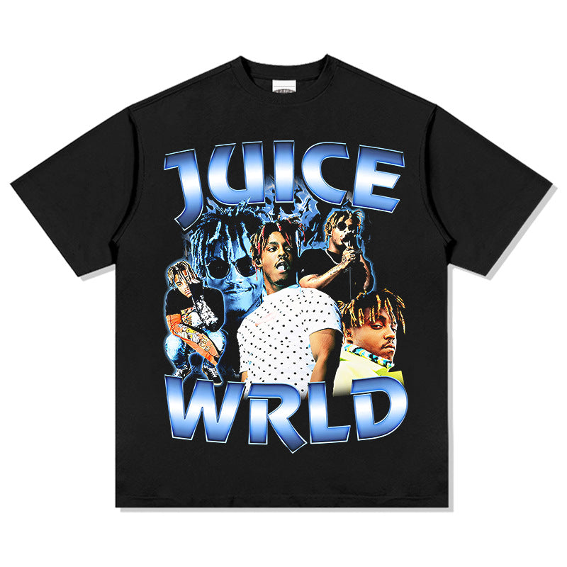 Outfit streetwear Vintage Hip Hop Juice Wrld Print Short Sleeve T-Shirt