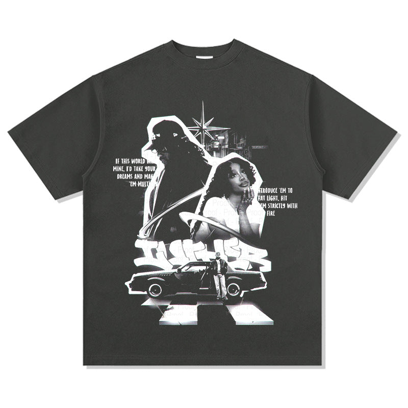 New york hip hop shop vintage hip hop SZA & KENDRICK print short sleeve t-shirt