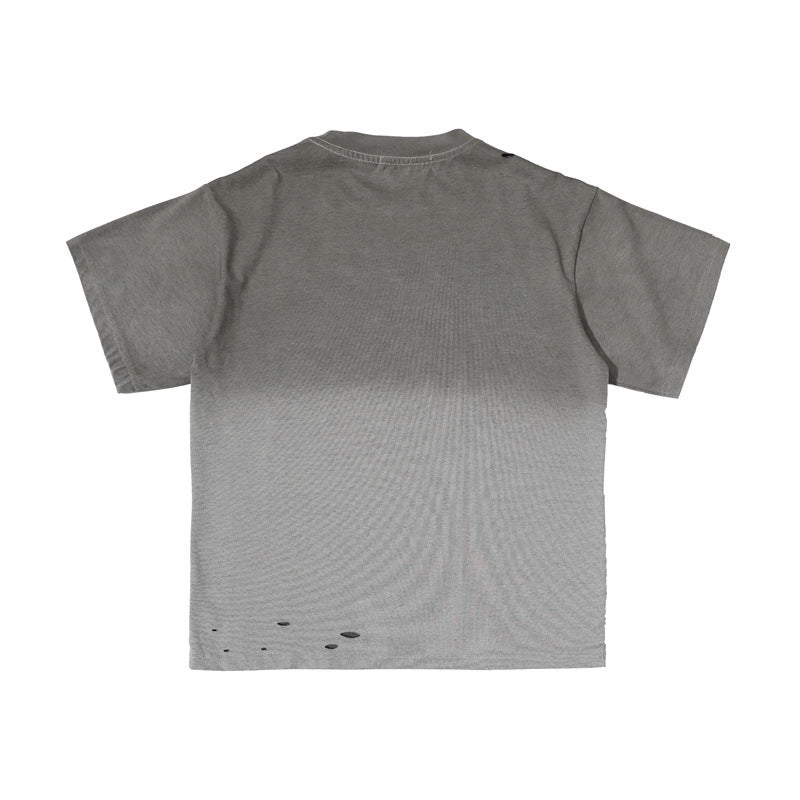US drip outfits summer retro gradual change casual loose short sleeve T-Shirts