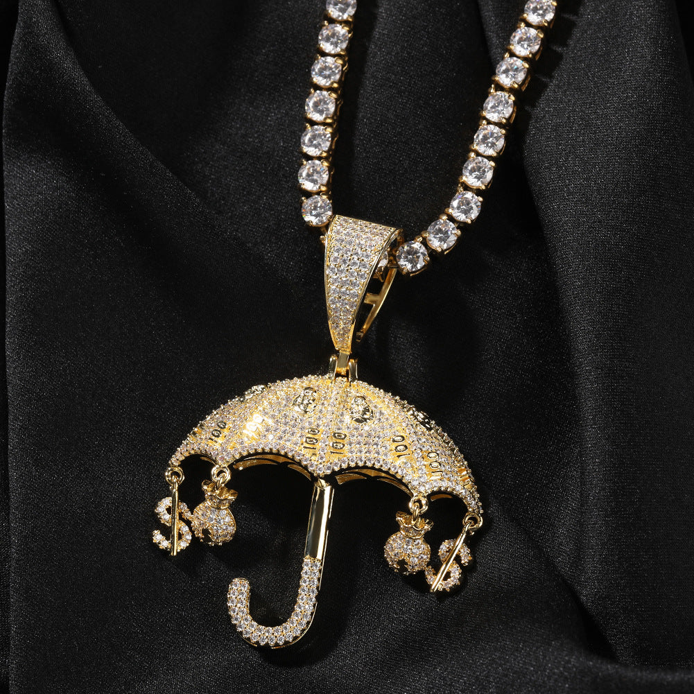 Jewelry Fashion Zircon Umbrella Pendant hiphop Spectrum