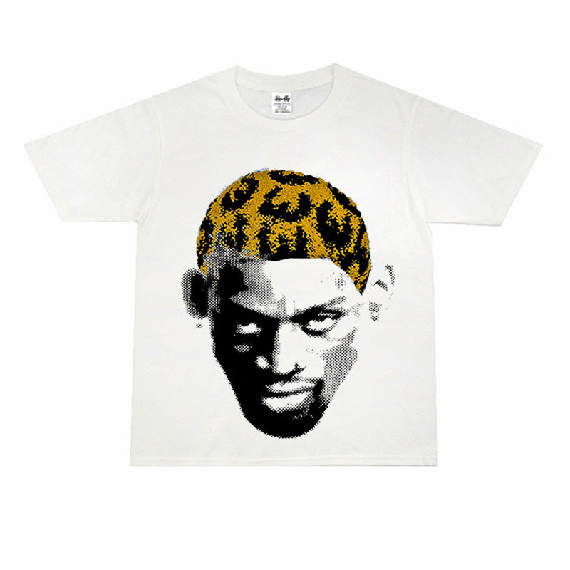 Film Star T Shirt Washed Old American Round Neck Loose T-Shirt Retro Short Sleeve