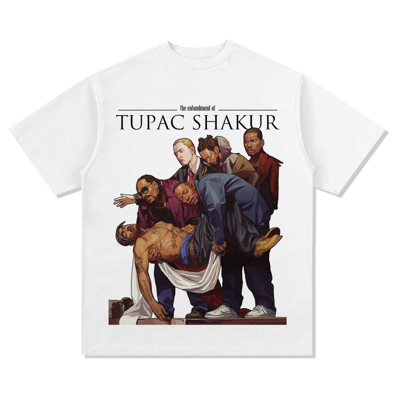New york hip hop shop Homage TUPAC SHAKER 2PAC old printed short sleeve t-shirt