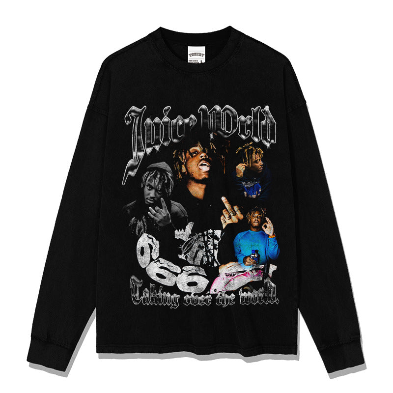 New york hip hop shop bc rap juice wrld print, short sleeve t shirt