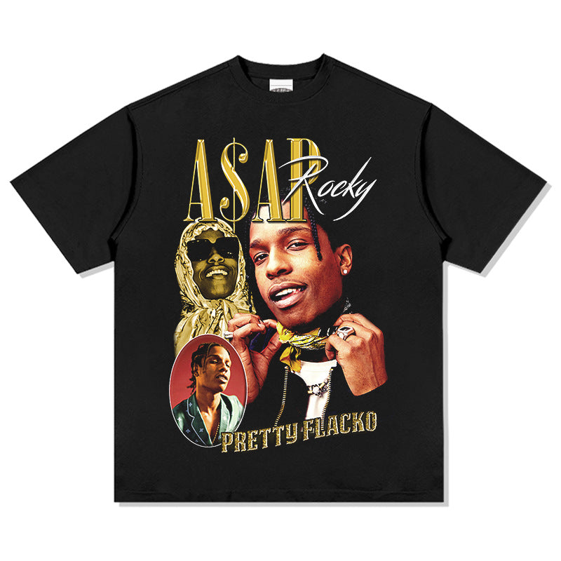 Streetwear masculino ASAP A $AP ROCKY hip hop t-shirt short sleeve