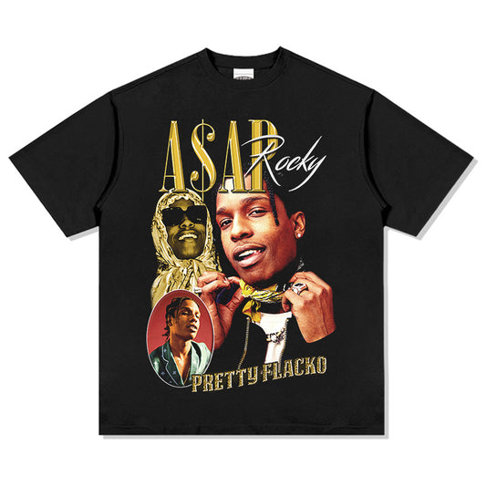Streetwear masculino ASAP A $AP ROCKY hip hop t-shirt short sleeve