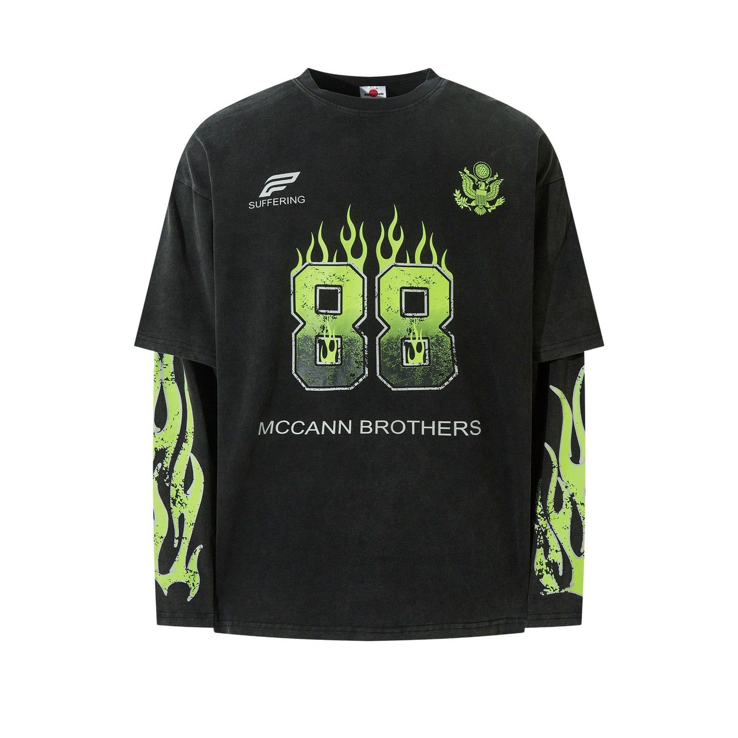 Hustle vintage flame print long sleeve t-shirt