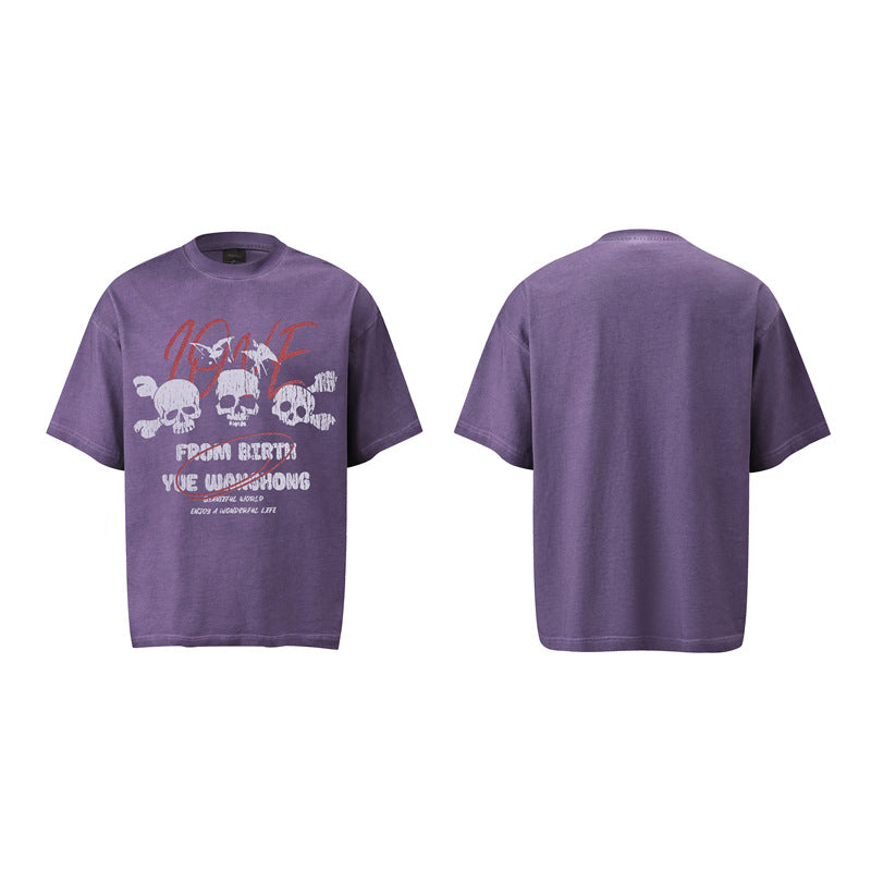 Hip hop clothing new york summer hip hop skull t-shirt short sleeve