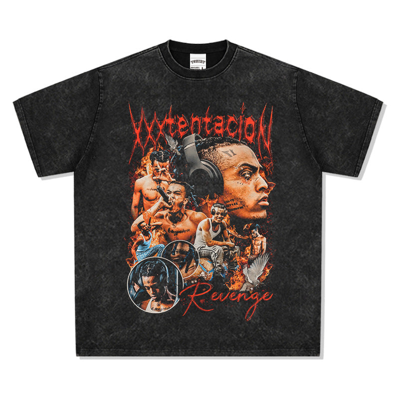 Streetwear masculino vintage hip hop XXX tentcioN print long sleeve short sleeve t-shirt