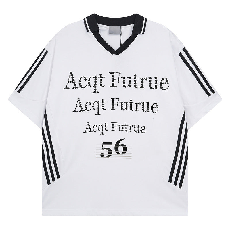 Racing oversized t shirt vintage jersey alphabet print short-sleeved t-shirt sports loose casual top