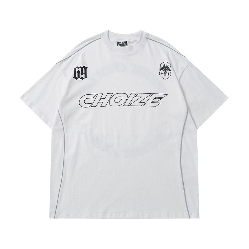 Hip Hop Clothes New York Reflective Strip Letter Print Short Sleeve T-Shirt