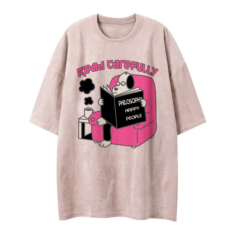 US drip outfits Summer Vintage Cartoon Casual Loose Short Sleeve T-Shirts