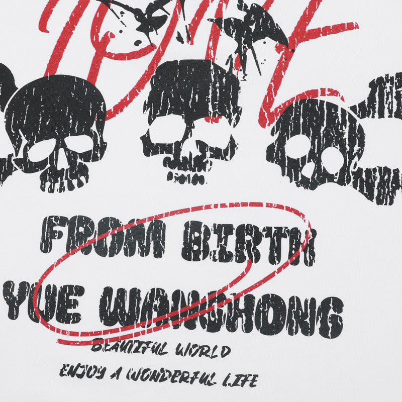 Hip hop clothing new york summer hip hop skull t-shirt short sleeve