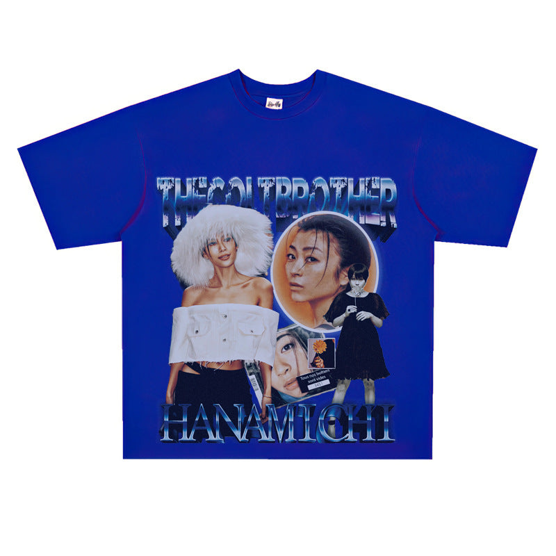 Film Star T Shirt Loose Heavy Retro Street T-shirt Men and Women