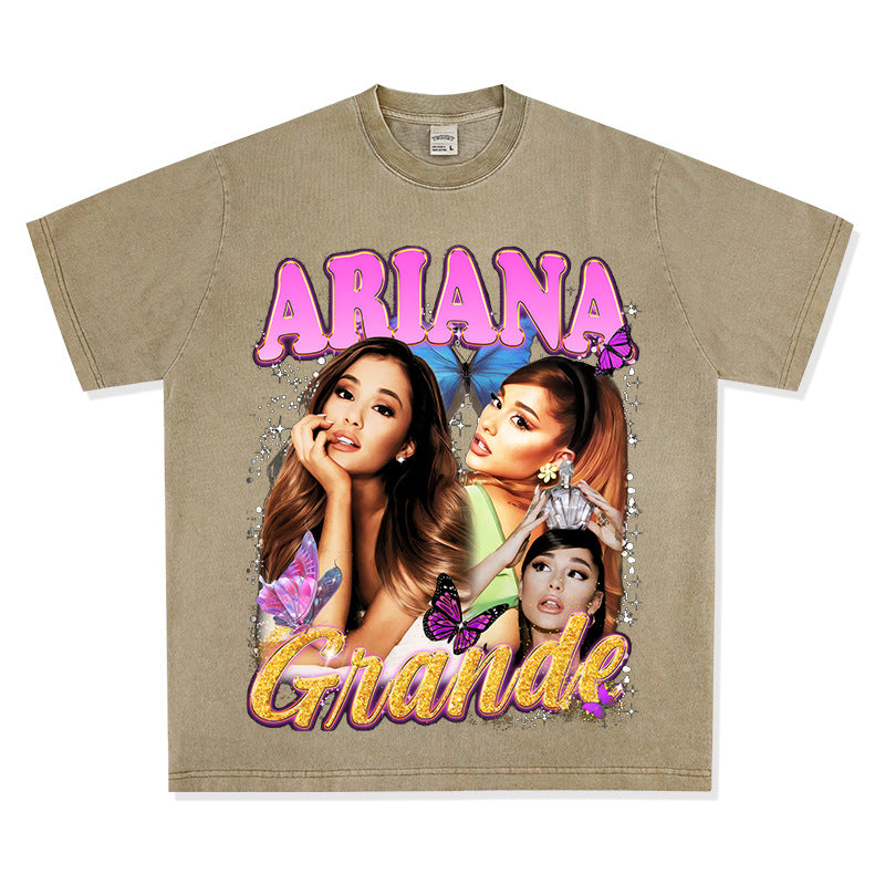 Streetwear masculino Ariana Grande print T-shirt