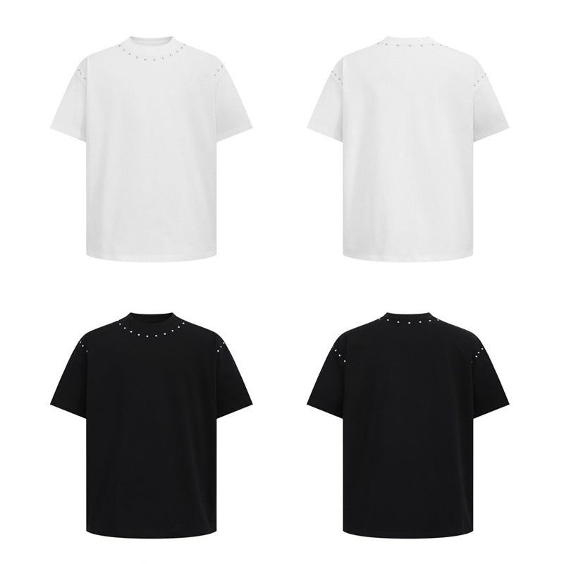 Stone Wash T shirt Clean Short Sleeve T-Shirt Summer Loose Turtleneck T-Shirt