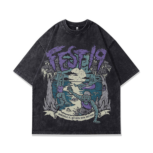 Ropa Vintage Hombre Short Sleeve T-Shirt Vintage Loose Half Sleeve tee