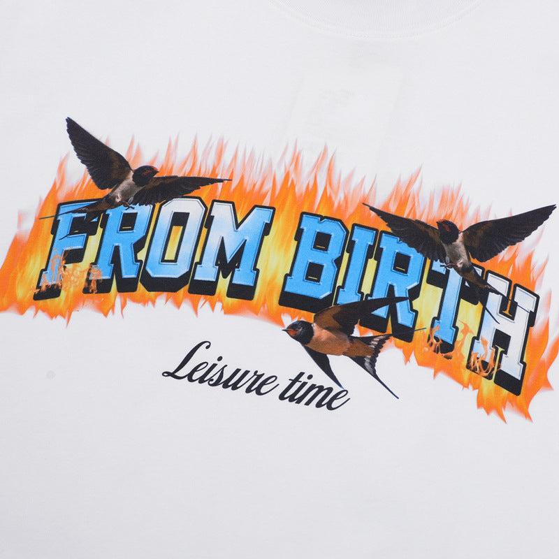 Camisas Retros Loose Crew Neck Short Sleeve T-Shirt