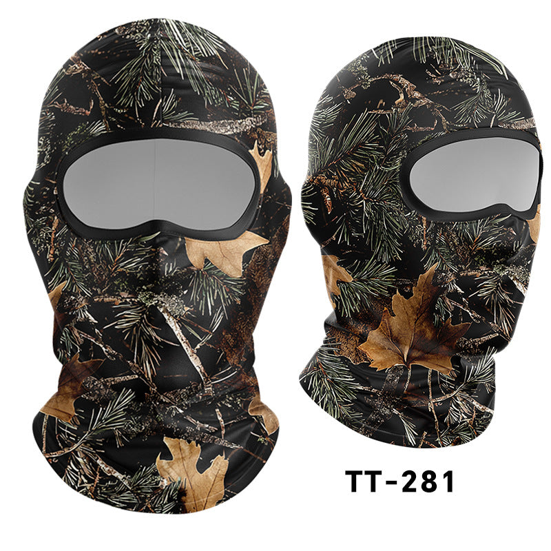Cycling Windproof Hood Bionic Camouflage Printed Ice Silk Sunscreen Mask