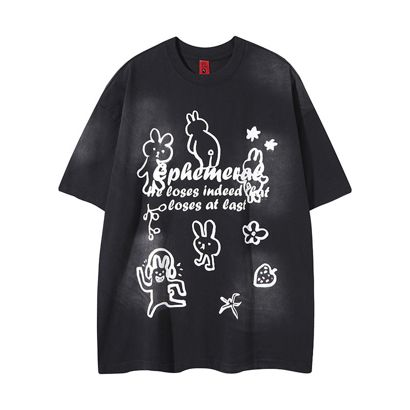 New York Hip Hop Style Summer Crew Neck Print Short Sleeve T-Shirt Loose Casual Top